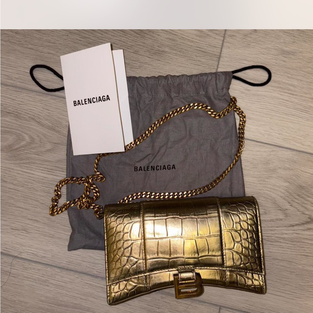 Balenciaga Gold Clutch with Bow Detail